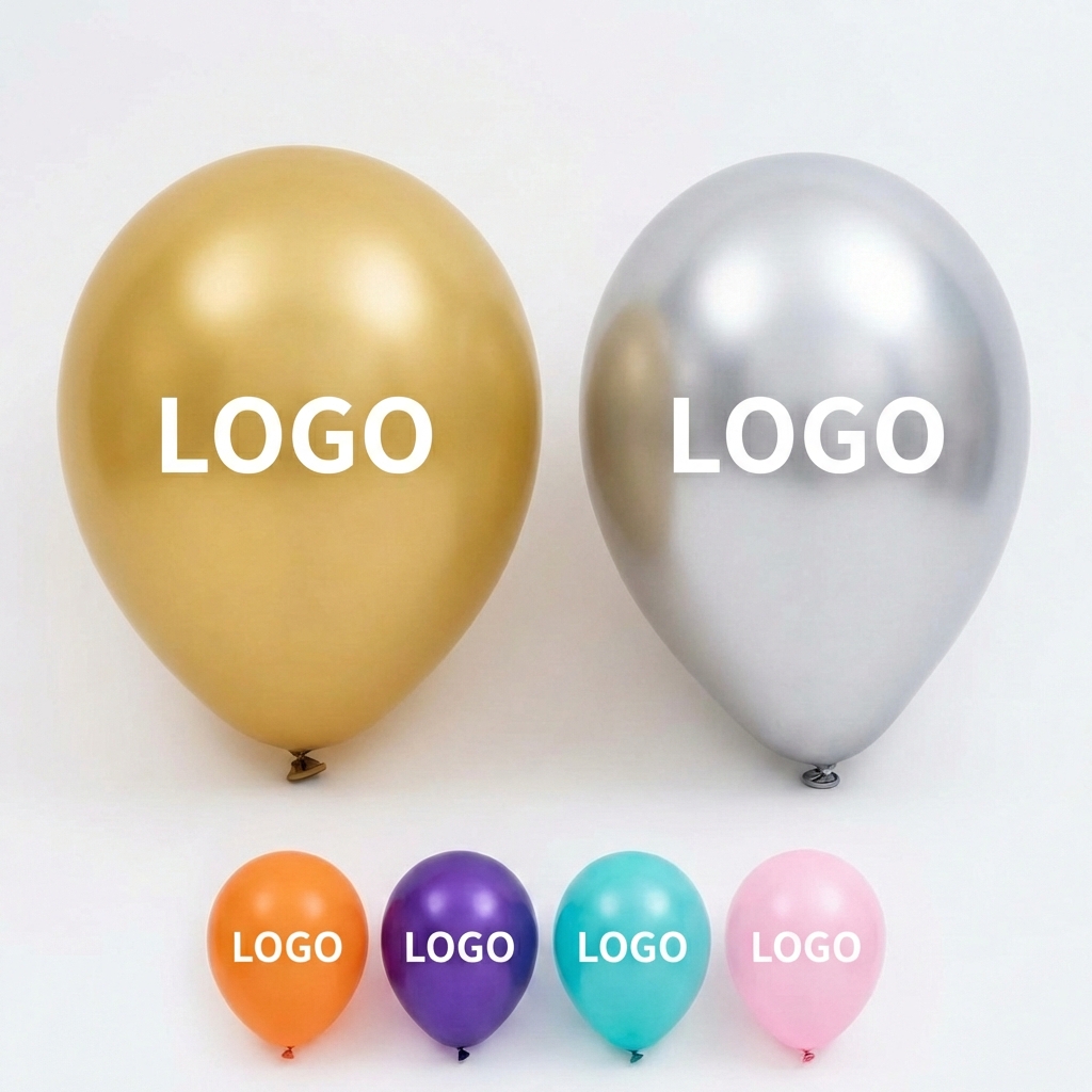 Multi-Size Metallic Latex Balloon Collection for Event Branding