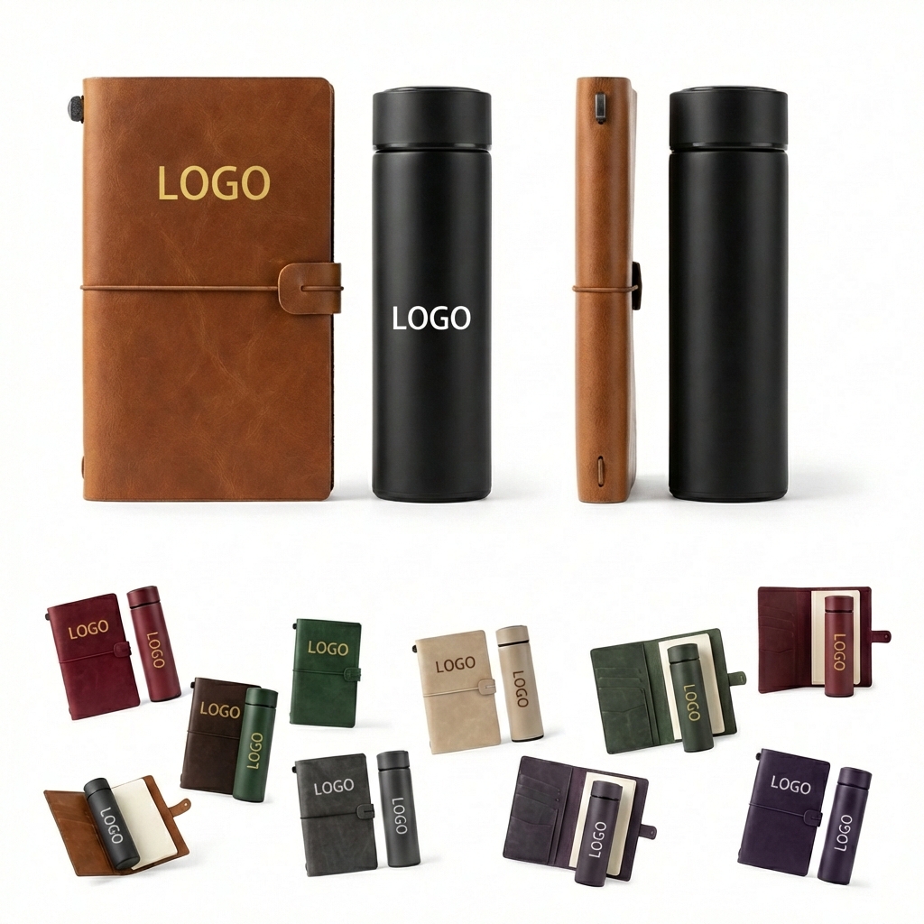 Professional Stationery and Drinkware Bundle: Hardcover Journal and Insulated Bottle Set