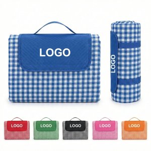 Foldable Plaid Outdoor Picnic Mat with Integrated Handle