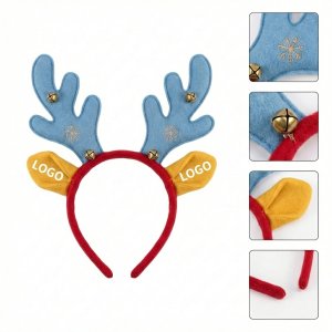 Holiday Reindeer Antler Headband with Decorative Bells